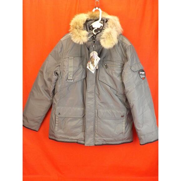 NWT PAJAR CANADA GRAY NYLON COYOTE FUR HOODIE WINTER JAMES GOOSE DOWN PARKA L - Picture 2 of 9
